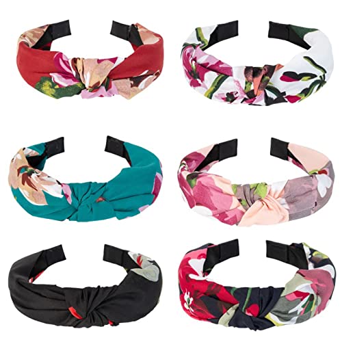 6Pcs Frauen Stirnband gekreuzt geknotet Wide-brimmed Haarbänder Mode kleine Blumen Stirnband Haarschmuck für Frauen und Mädchen (hairband_6huahua) von MIQIQAO