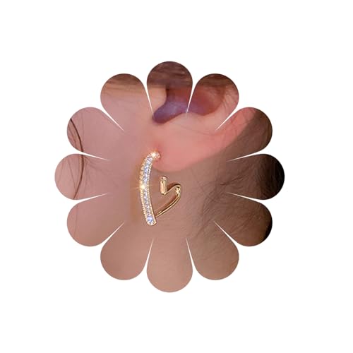 Blaue große Herz Ohrstecker vergoldet Double Hearts Ohrstecker Ohrringe große Herz Ohrringe blau Übertreibung Ohrringe Schmuck für Frauen und Mädchen (Gold) von MIQIQAO