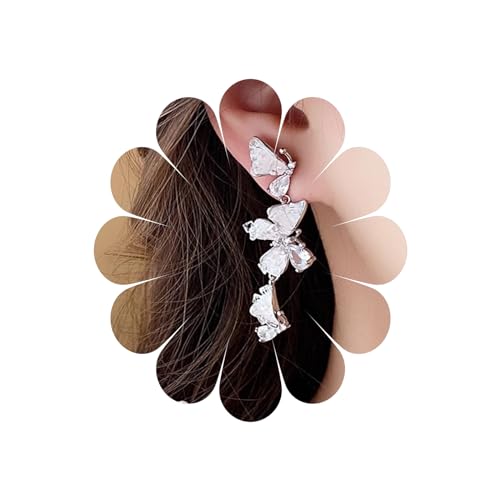 Boho Schmetterling Ohrstecker Vintage Emaille Schmetterling Ohrstecker Mode große Perle Tropfen Ohrringe Schmuck für Frauen und Mädchen (LightPink) von MIQIQAO