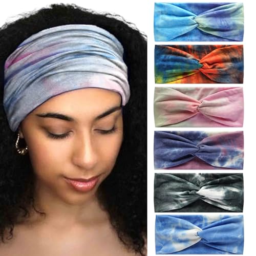 Boho Stirnbänder für Frauenhaar Elastisches weiches Haarband Bandanas Multi Farbe Haarschal Haarzubehör Yoga Sport (AMAZE) von MIQIQAO