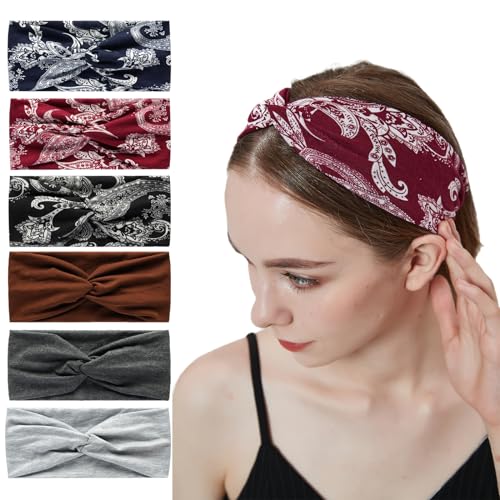 Boho Stirnbänder für Frauenhaar Elastisches weiches Haarband Bandanas Multi Farbe Haarschal Haarzubehör Yoga Sport (ASP) von MIQIQAO