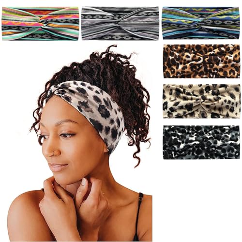 Boho Stirnbänder für Frauenhaar Elastisches weiches Haarband Bandanas Multi Farbe Haarschal Haarzubehör Yoga Sport (ONE) von MIQIQAO