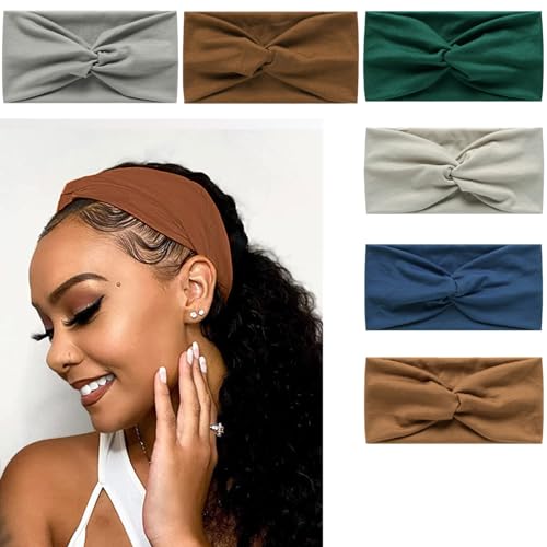 Boho Stirnbänder für Frauenhaar Elastisches weiches Haarband Bandanas Multi Farbe Haarschal Haarzubehör Yoga Sport (POINT) von MIQIQAO