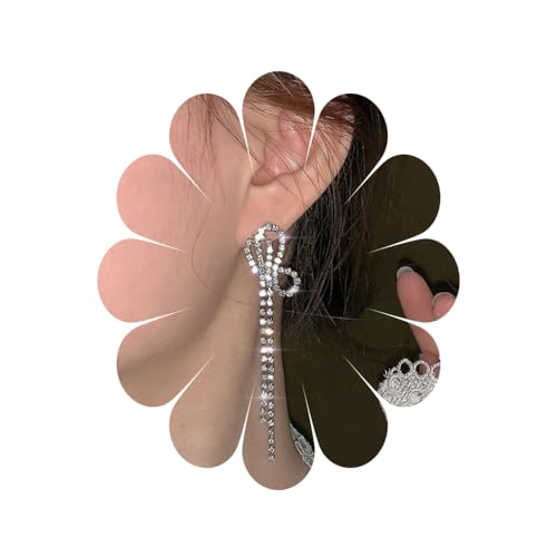 Diamant Dangle Drop Ohrringe Silber Sparkling Strass Quaste Shine Cz Schmuck für Frauen und Mädchen (EarringDiamond8ADE) von MIQIQAO