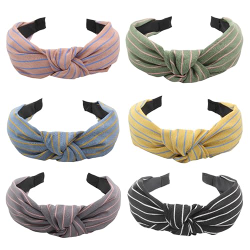 Frauen Stirnbänder Leopard Print Tiny Dot Reine Haarbänder Erwachsene Stirnbänder Elastische Haar Zubehör Für Frauen Und Mädchen (STRIPE) von MIQIQAO