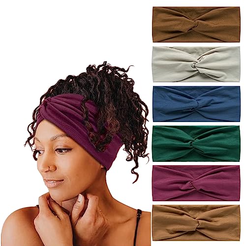 Frauen Stirnband Haarband Turban Blume Baumwolle Kopftücher Breite Weiche Damen Stirnband Boho Mode Bandanas Elastische Sport Laufen Yoga Kopf Wraps (P6Zcolor1) von MIQIQAO