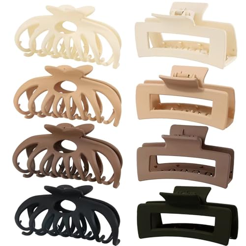 Große Haarkralle Frauen dicke Haare Haarspange rutschfest große Haarspangen Krallenclips starker Halt Krallenclips matte Haarspangen für Frauen Mädchen,8Pack (8color) von MIQIQAO