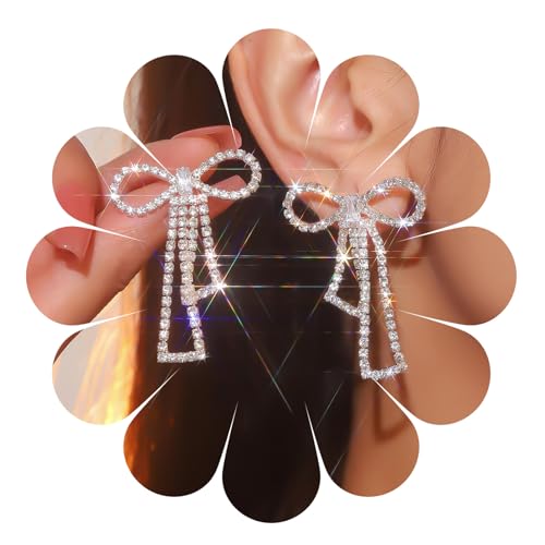 Kristall-Ohrhänger, Diamant-Ohrstecker, silberfarbene funkelnde Strass-Ohrringe, Diamant-Quasten-Ohrringe, glänzende CZ-Ohrringe, Schmuck für Frauen und Mädchen (ECrystalBDE) von MIQIQAO