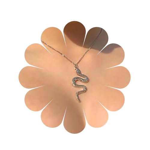 MIQIQAO Boho Silber Skinny Chain Choker Halskette Snake Anhänger Halskette Vintage Serpent Anhänger Halskette Mode Aussage Halskette Schmuck für Frauen und Mädchen von MIQIQAO
