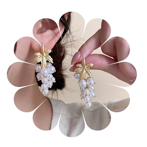 Pearl Drop Dangle Earrings Long Pearl Earrings Gold Tassel Vintage Pearl Chain Earrings Pearl Wedding Earrings for Girls Women Jewelry Gifts Dangle Stud Earrings Resin Pearl Earrings Bridal Pearl Ear von MIQIQAO