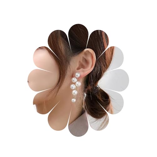Perlen Ohrstecker lange Perlenohrringe Gold Quaste Vintage Perlenkette Ohrringe Perle Hochzeit Ohrringe für Mädchen Frauen Schmuck Geschenke (EarringPearl3A) von MIQIQAO