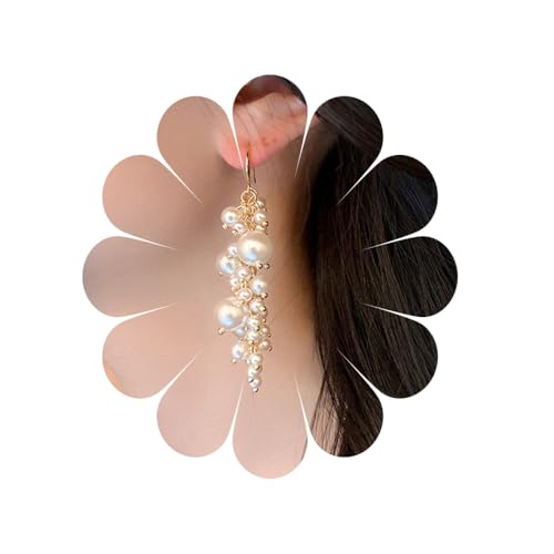 Perlen Ohrstecker lange Perlenohrringe Gold Quaste Vintage Perlenkette Ohrringe Perle Hochzeit Ohrringe für Mädchen Frauen Schmuck Geschenke (EarringPearl4A) von MIQIQAO
