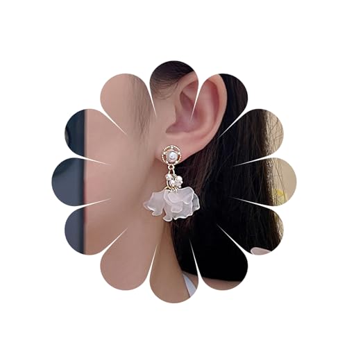 Punk Metall Blume Ohrstecker Gold texturierte Blume Ohrringe Vintage Blume Ohrringe Mode Shell Blume Ohrstecker Schmuck für Frauen und Mädchen (Beige) von MIQIQAO