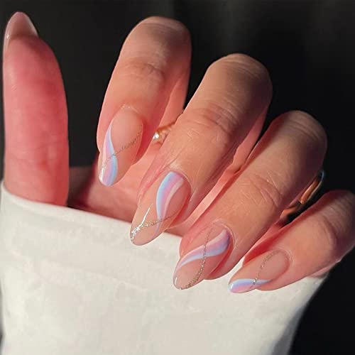 Sarg Falsche Nägel French Fake Nails Nude White Flowers Press on Nails Ballerina Acrylic Stick on Nails 24pcs für Frauen und Mädchen (CorfulWaves144) von MIQIQAO