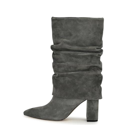 MIRAAZZURRA Halbhohe Stiefel Damen Spitze Zehen Klobig Absatz Stiefel 8,5cm High Heel Boots Fold Over Slouch Boots für Freizeit Arbeit Grau 41EU MIRAAZZURRA Halbhohe Stiefel Damen Spitze Zehen Klobig Absatz Stiefel 8,5cm High Heel Boots Fold Over Slouch Boots für Freizeit Arbeit Grau 41EU von MIRAAZZURRA