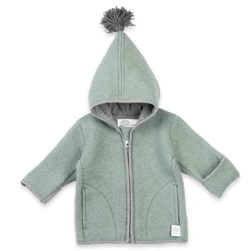 MIRARI Kids Kinder Wollwalk Jacke | 100% Walkwolle | Walkjacke mit Futter in Kapuze | mit Reißverschluss und Umklappbündchen (Mint, 12M) von MIRARI Kids