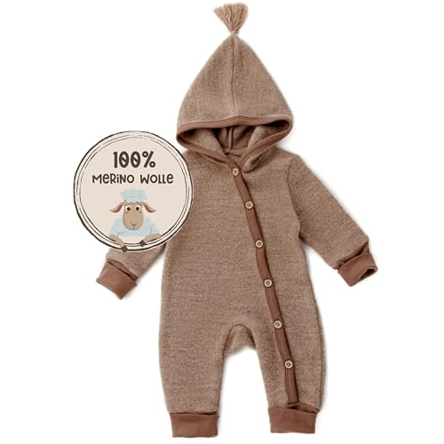 MIRARI Kids ® Wolloverall Baby aus MerinoWolle mit Knöpfen und Kapuze von MIRARI Kids