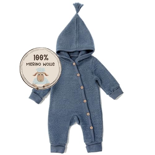 MIRARI Kids ® Wollfleece Anzug aus MerinoWolle mit Knöpfen und Kapuze von MIRARI Kids