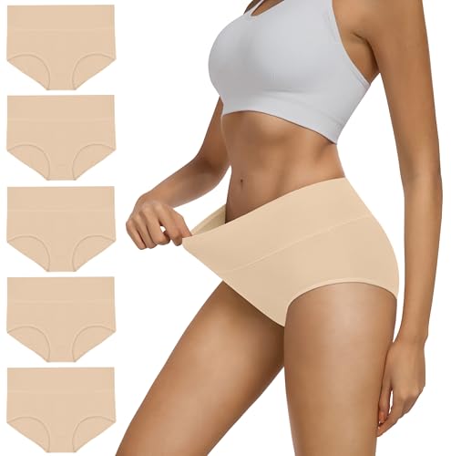 Damen High Waist Baumwoll Unterhose für Ladies - Weiche, Vollständige Bedeckung Slip Multipack 5er Pack von MIRITY