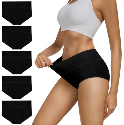 Damen High Waist Baumwoll Unterhose für Ladies - Weiche, Vollständige Bedeckung Slip Multipack 5er Pack von MIRITY