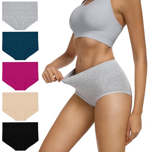 Damen High Waist Baumwoll Unterhose für Ladies - Weiche, Vollständige Bedeckung Slip Multipack 5er Pack von MIRITY