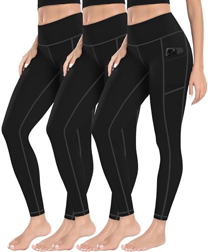 MIRITY 3er Pack Damen Leggings Sporthose Yoga Gym mit Taschen High Waist Tights von MIRITY