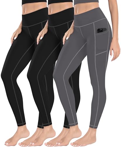 MIRITY 3er Pack Damen Leggings Sporthose Yoga Gym mit Taschen High Waist Tights von MIRITY
