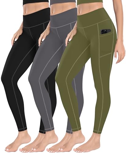 MIRITY 3er Pack Damen Leggings Sporthose Yoga Gym mit Taschen High Waist Tights von MIRITY