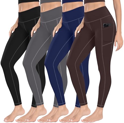 MIRITY 4er Pack Damen Leggings Sport Yoga Hose mit Taschen High Waist Tights von MIRITY