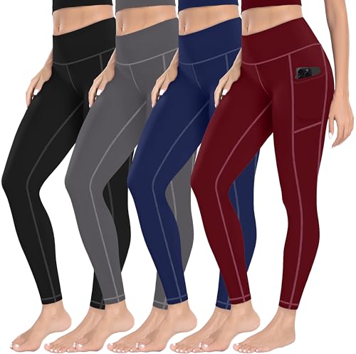 MIRITY 4er Pack Damen Leggings Sport Yoga Hose mit Taschen High Waist Tights von MIRITY