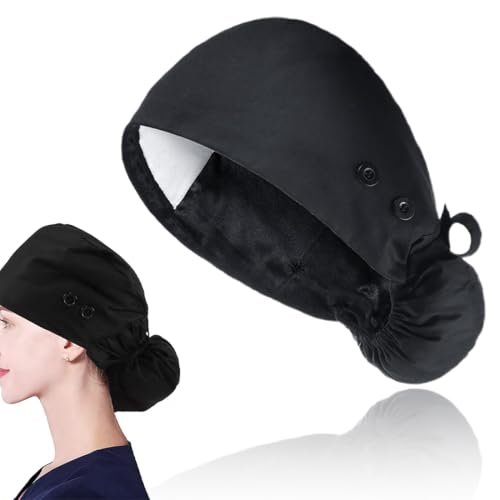 MIRKUZI 1 Stück Damen Krankenschwestermütze Krankenschwesterhaube Verstellbare Arbeitsmütze Süße Unisex Staubschutzkappe Damen Krankenschwestermütze Damen Arbeitsmütze mit Knöpfen und Band von MIRKUZI