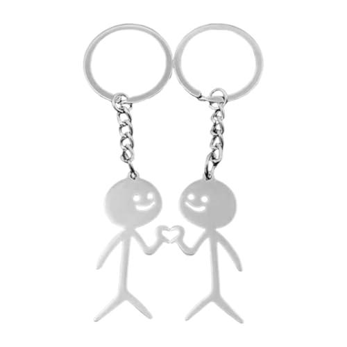 MIRKUZI 2 Stück Smiley-Schlüsselanhänger mit Gebärdensprache, lustigen Fingern und Strichmännchen-Design, stylischer Look, perfekt für Paare, süße Taschenanhänger oder Autoschlüssel von MIRKUZI