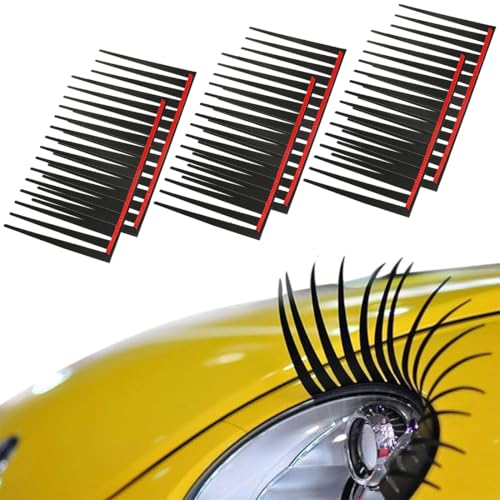 MIRKUZI 6 Stück 3D-Wimpern-Autodekorationsaufkleber, abnehmbare Wimpern-Autoaufkleber, dekorative Karosserieaufkleber, Scheinwerfer-Schwarz-Wimpernaufkleber, 3D-Autoaufkleber von MIRKUZI