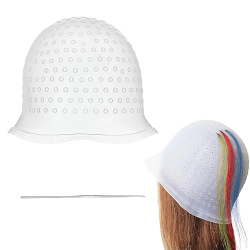 MIRKUZI Colorationszubehör 1 Stück Silikon-Highlight-Kappe mit Häkeln, Highlight-Kappe, wiederverwendbare Salon-Haarkappe, Highlight-Kappe, Salon-Haarfärbekappe für Frauen und Mädchen zum Haarefärben von MIRKUZI