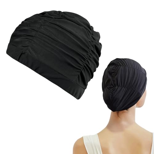 MIRKUZI Duschhauben 1 Stück Damen-Badekappe, Badekappe aus Nylongewebe, übergroße Badekappe, elastisch, bequeme Badekappe für Damen und Herren von MIRKUZI