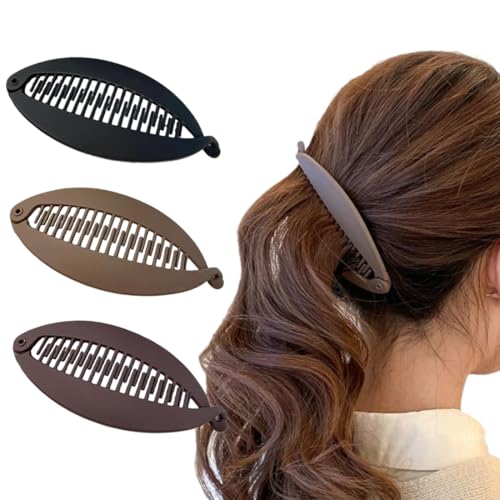 MIRKUZI Haarklammern 3er-Pack Bananenclips, Bananenclips, Haar-Bananen-Haarclips, Damen-Haarclips, Bananen-Mädchen-Retro-Bananen-Haarclips, Pferdeschwanz-Bananenclips von MIRKUZI