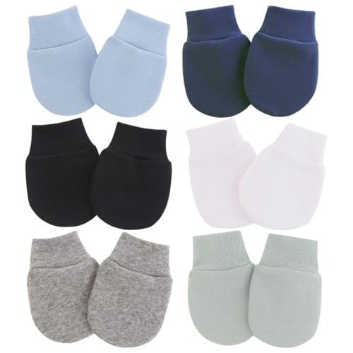 MIRKUZI Handschuhe & Fäustlinge für Baby-Jungen 6 Paar weiche Baumwoll-Babyhandschuhe, Kleinkindhandschuhe, winterwarme Handschuhe für Säuglinge und Kleinkinder von MIRKUZI