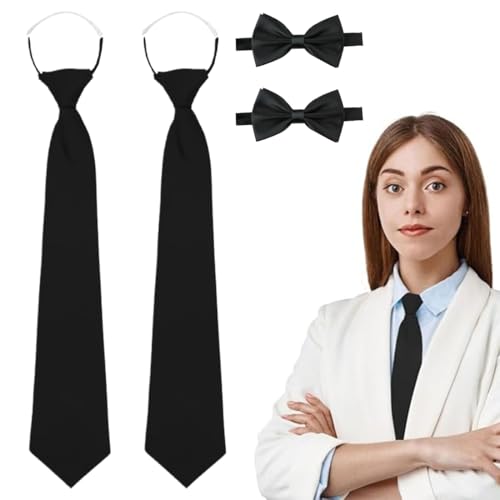 MIRKUZI Krawatten für Herren 2er-Set schwarze Damenkrawatten, lange Krawatten, JK-Uniformkrawatten, schmale Krawatten, verstellbare Mädchenkrawatten von MIRKUZI