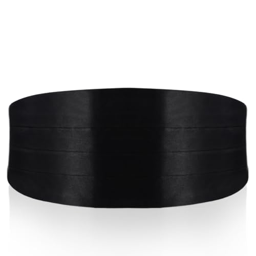 MIRKUZI Kummerbunde Gürtel 1 Packung Ribbon Herren Schwarzer Gürtel Geeignet für Smokinganzughemd Verstellbarer Gürtel von MIRKUZI
