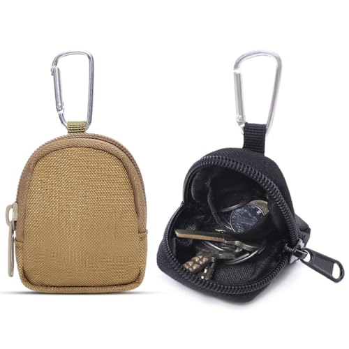 MIRKUZI Münzbörsen für Damen 2er-Pack Leckerli-Beutel für Hunde, kleine Futterbeutel für das Hundetraining, Leckerli-Beutel für Hunde mit Karabiner (Schwarz, Schlamm) von MIRKUZI