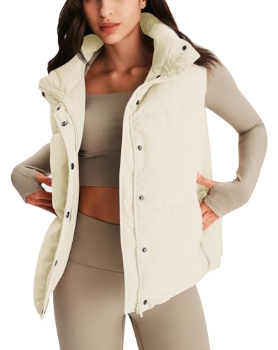 MIROL Damen Ärmellose Cropped Puffer Weste Reißverschluss Stehkragen Button Down Winter Crop Jacken Outwear Weste mit Taschen, Weiss/opulenter Garten, Large MIROL Damen Ärmellose Cropped Puffer Weste Reißverschluss Stehkragen Button Down Winter Crop Jacken Outwear Weste mit Taschen, Weiss/opulenter Garten, Large von MIROL