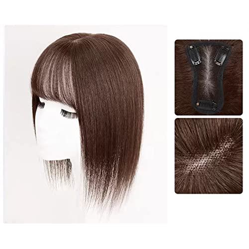 Frauen Perücke Perücke Mädchen Kopf Patch Weißes Haar Echtes Haar Dünne Flauschige Erhöhung Haar Volumen Perücke Stück Haar Perücke Frauenparty(16-(8-12)30CM chestnut brown) von MIROOOO