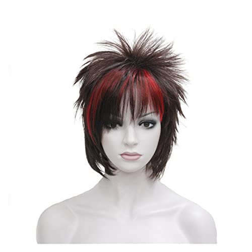 Frauen Perücke Synthetische Perücken Punk Frisur Kurze Gerade Haar Perücke Mann Haar Perücke Frauen Party(01) von MIROOOO