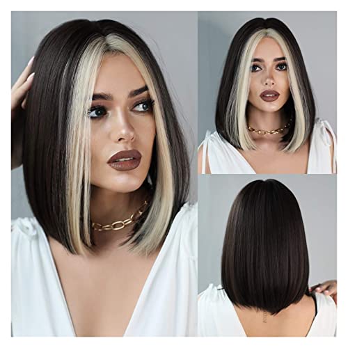 Frauenperücke Kurze Perücke Blonde Perücke für Damen Tägliche Party Synthetische Haar Perücke mit hitzebeständiger Faser Haar Perücke Frauenparty(SZ5043-2) von MIROOOO