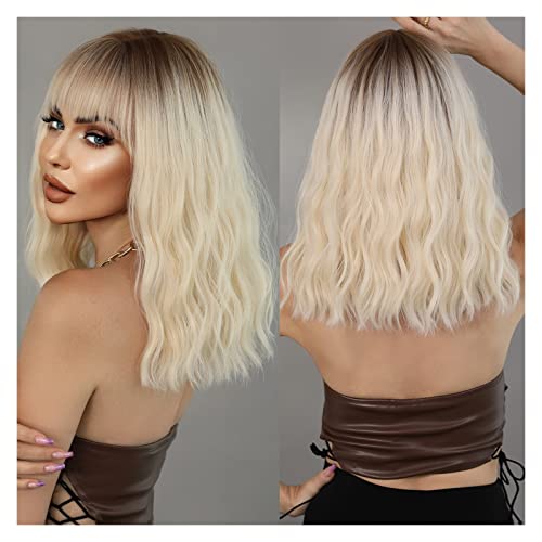 Perücke Frauen Kurze Perücke Blonde Perücke für Damen Tägliche Party Synthetische Haar Perücke mit hitzebeständiger Faser Haar Perücke Frauenparty(MW6127-1) von MIROOOO