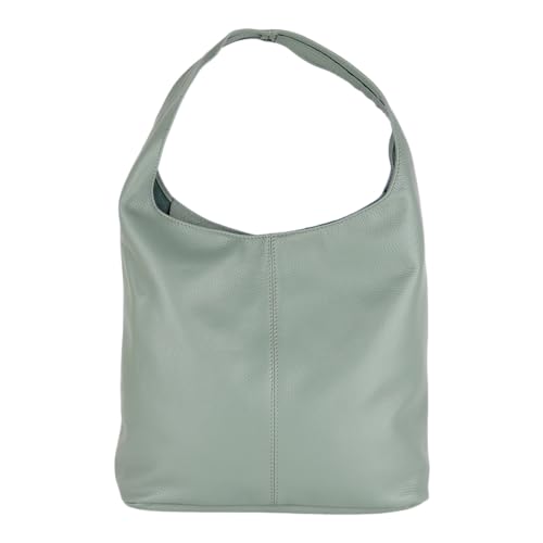 Beuteltasche Damen aus Echtleder – Made in Italy – Shopper & Tragetasche 33x32x16 cm – Handtasche mit viel Stauraum – Leder Schultertasche (Mint) von MIRROSI