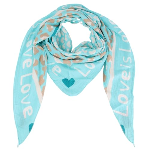 Damen Musselin Halstuch Made in Italy mit Leo Love Paisley Happy– Leichtes Dreieckstuch für Frühling & Sommer, Baumwolle, ca.195x85 cm von MIRROSI