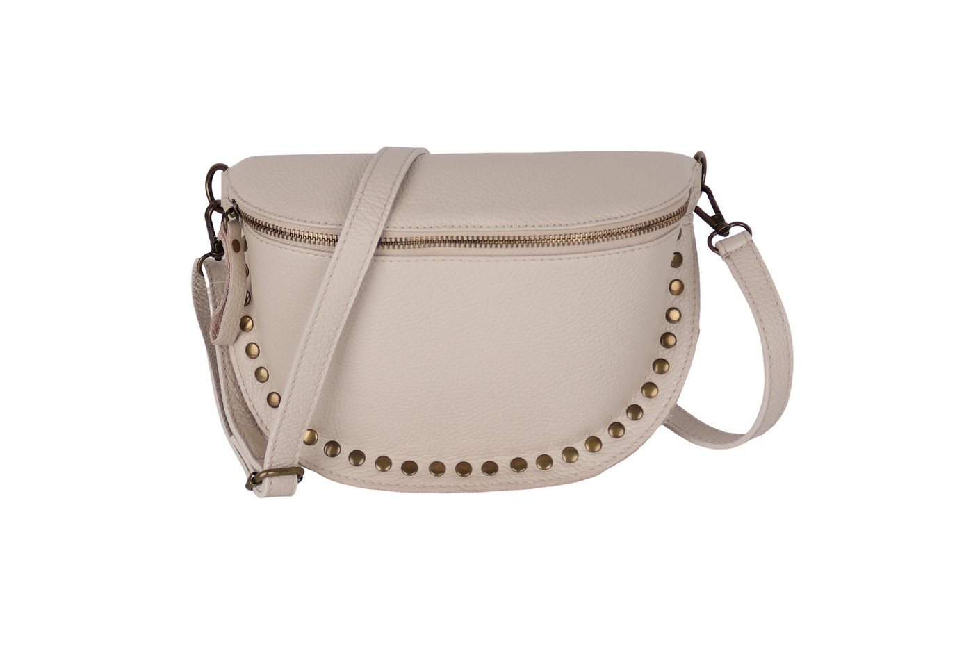 MIRROSI Bauchtasche Damen, Echtleder, Leder, Made in Italy, Umhängetasche, Brusttasche, (Schultertasche für jeden Anlass), Crossbody Bag, Damen Taschen mit Nieten von MIRROSI