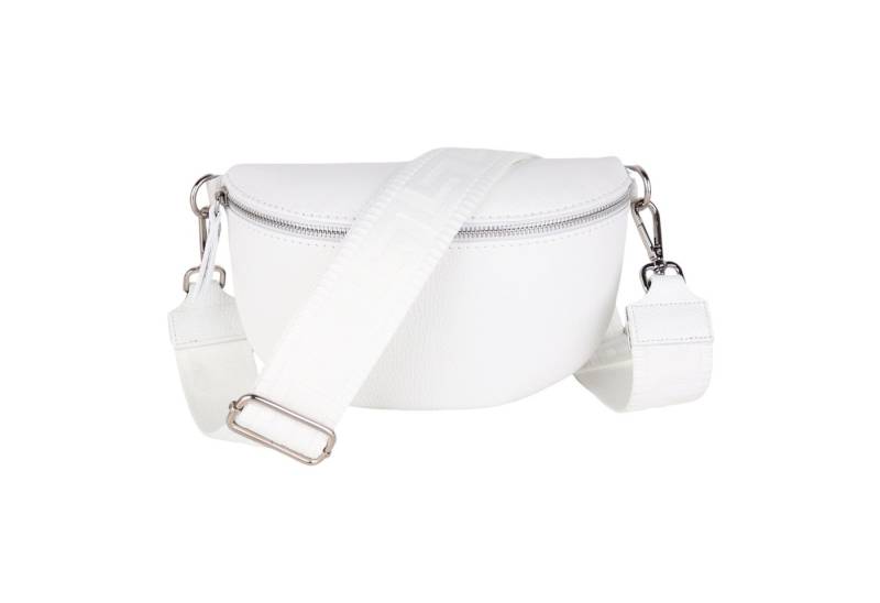 MIRROSI Bauchtasche Damen, Echtleder, Leder, Made in Italy, Umhängetasche, Brusttasche, (Schultertasche für jeden Anlass (1 Tasche & 2 Gurt), Mit zwei Reißverschlüssen, (ca.27x14x8cm), Crossbody Bag, gemusterten& verstellbaren Schulterriemen von MIRROSI