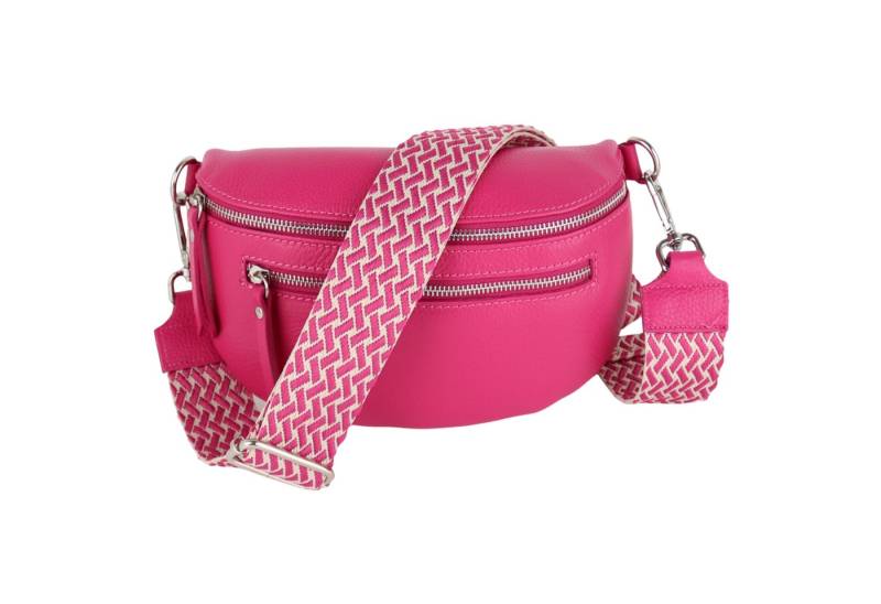 MIRROSI Bauchtasche Damen, Echtleder, Leder, Made in Italy, Umhängetasche, Brusttasche, (Schultertasche für jeden Anlass (1 Tasche & 2 Gurt), Mit zwei Reißverschlüssen, (ca.27x14x8cm), Crossbody Bag, gemusterten& verstellbaren Schulterriemen von MIRROSI